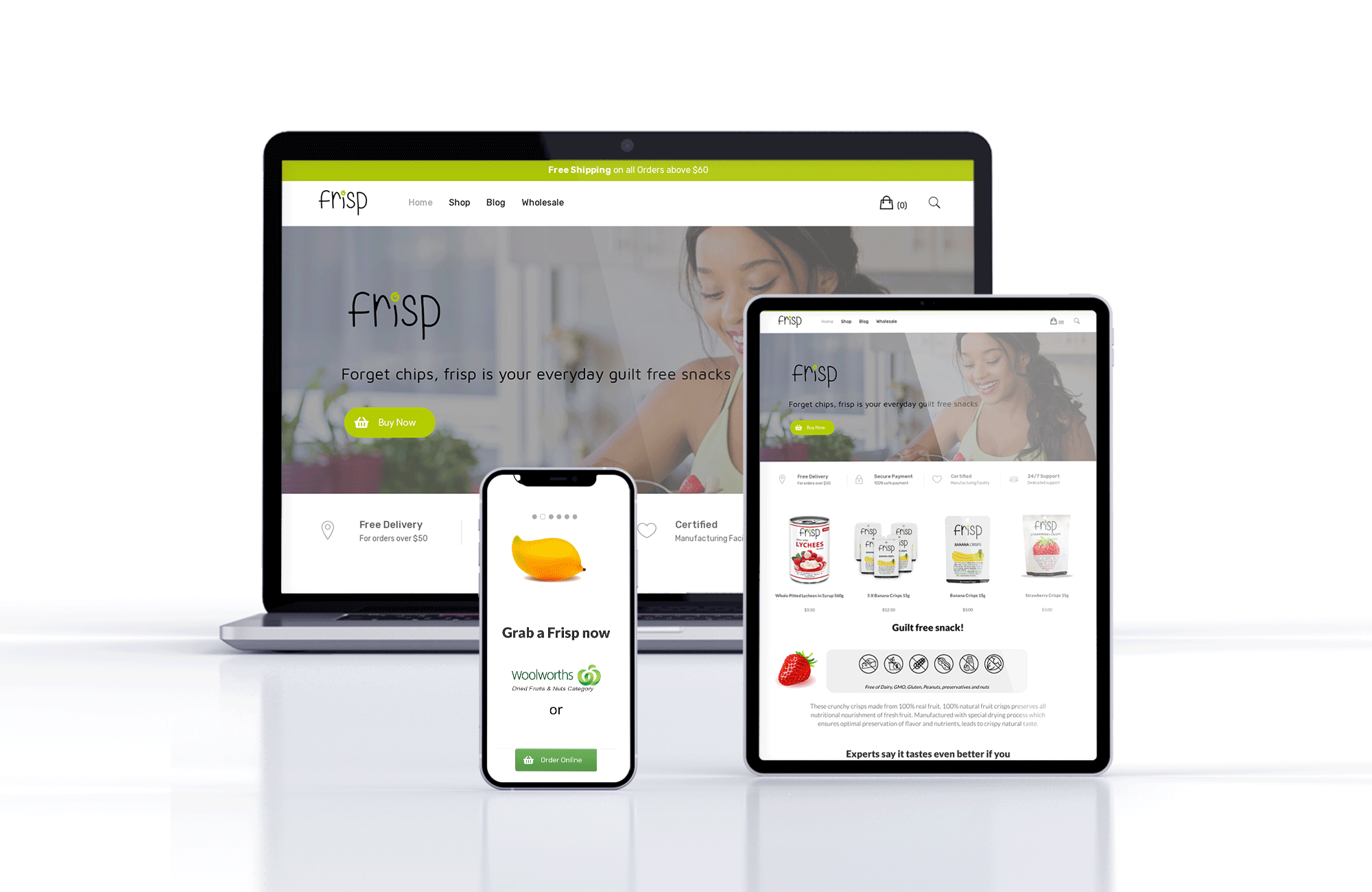 The final Frisp website design
